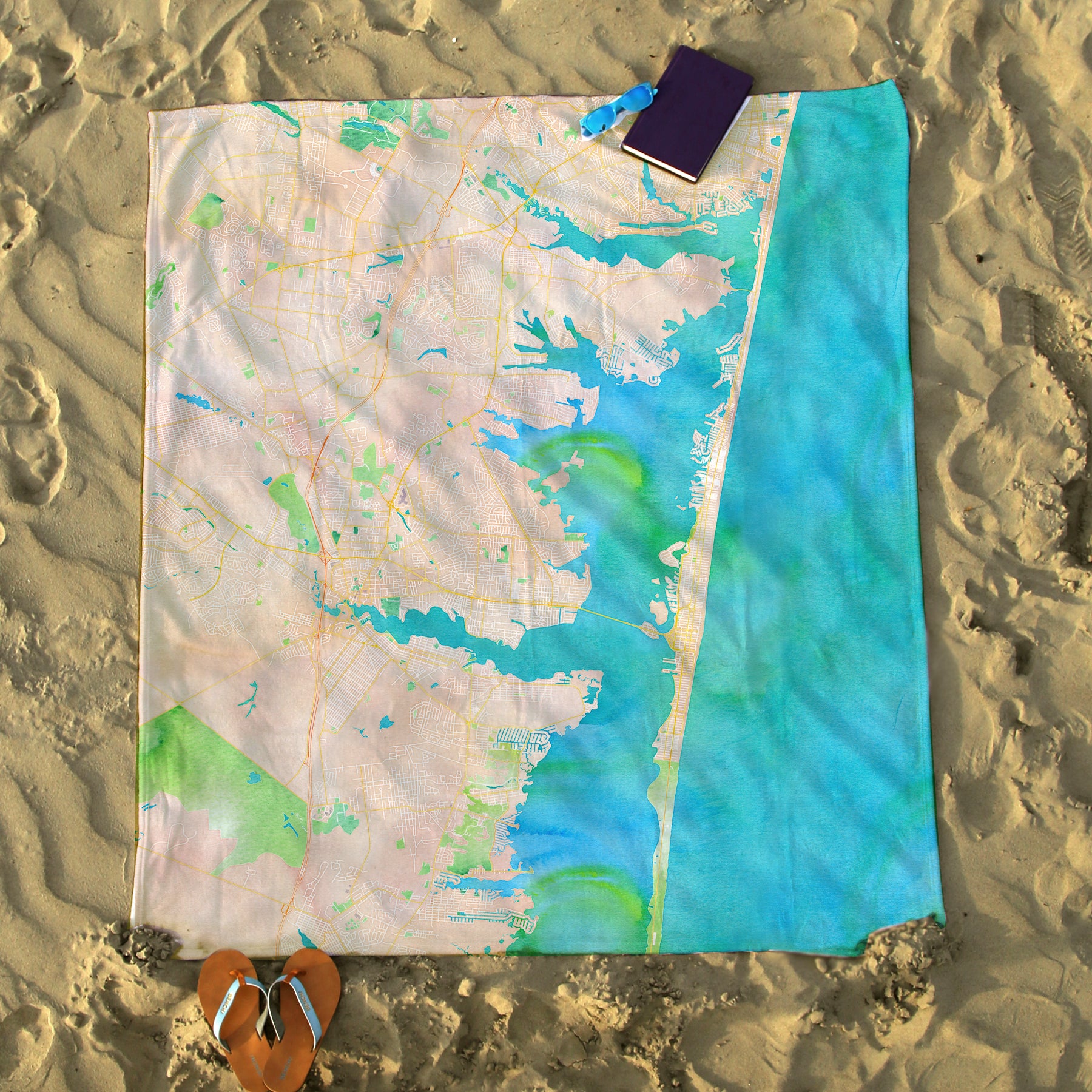 Lavallette, NJ Watercolor Map Blanket