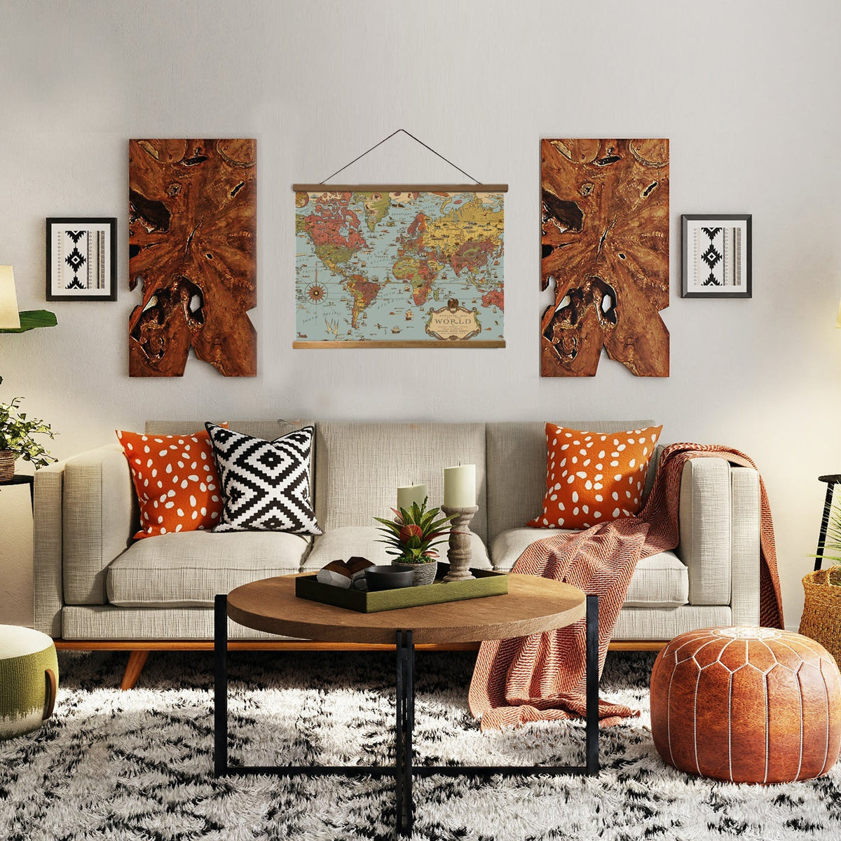 Vintage World Map Scroll - Maritime Tribes USAScroll