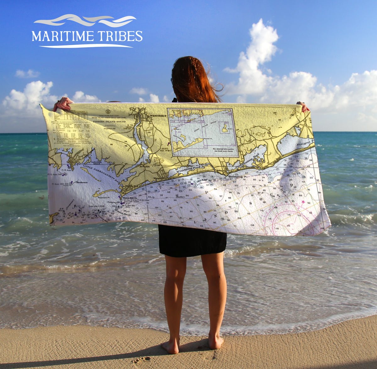 Watch Hill Nautical Chart Quick Dry Towel - Maritime Tribes USATowel