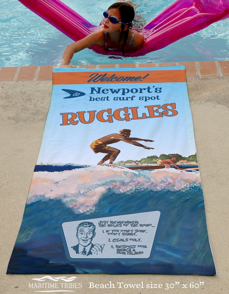 Welcome to Newport, RI Best Surf Spot - RUGGLES. Quick Dry Towel - Maritime Tribes USATowel