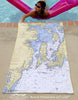 Wickford, RI Nautical chart Quick Dry Towel - Maritime Tribes USATowel