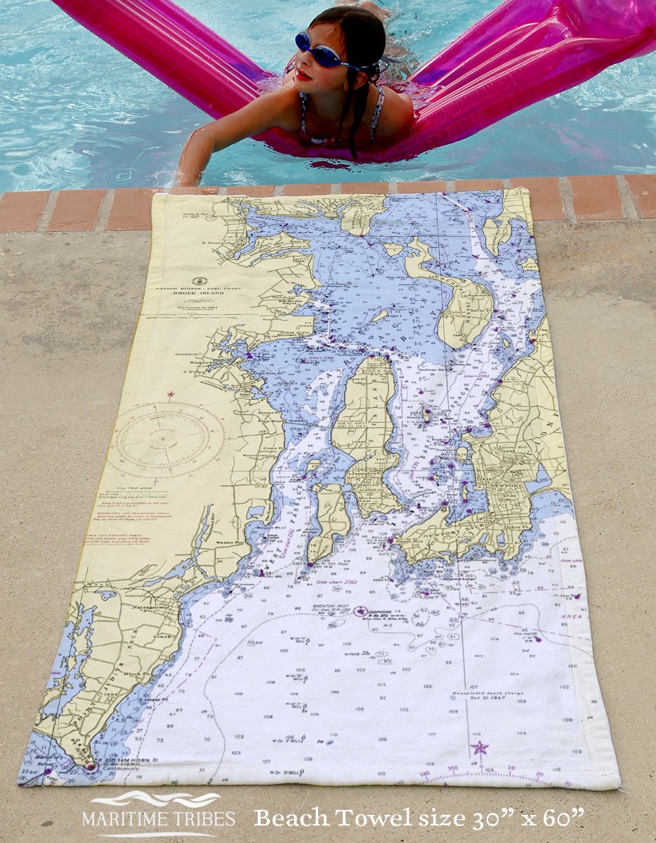 Wickford, RI Nautical chart Quick Dry Towel - Maritime Tribes USATowel