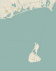 Coastal RI & Block Island,  Sea Glass Map Shower Curtain